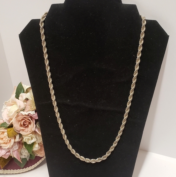 Vintage Silver tone Rope Necklace - Picture 1 of 5